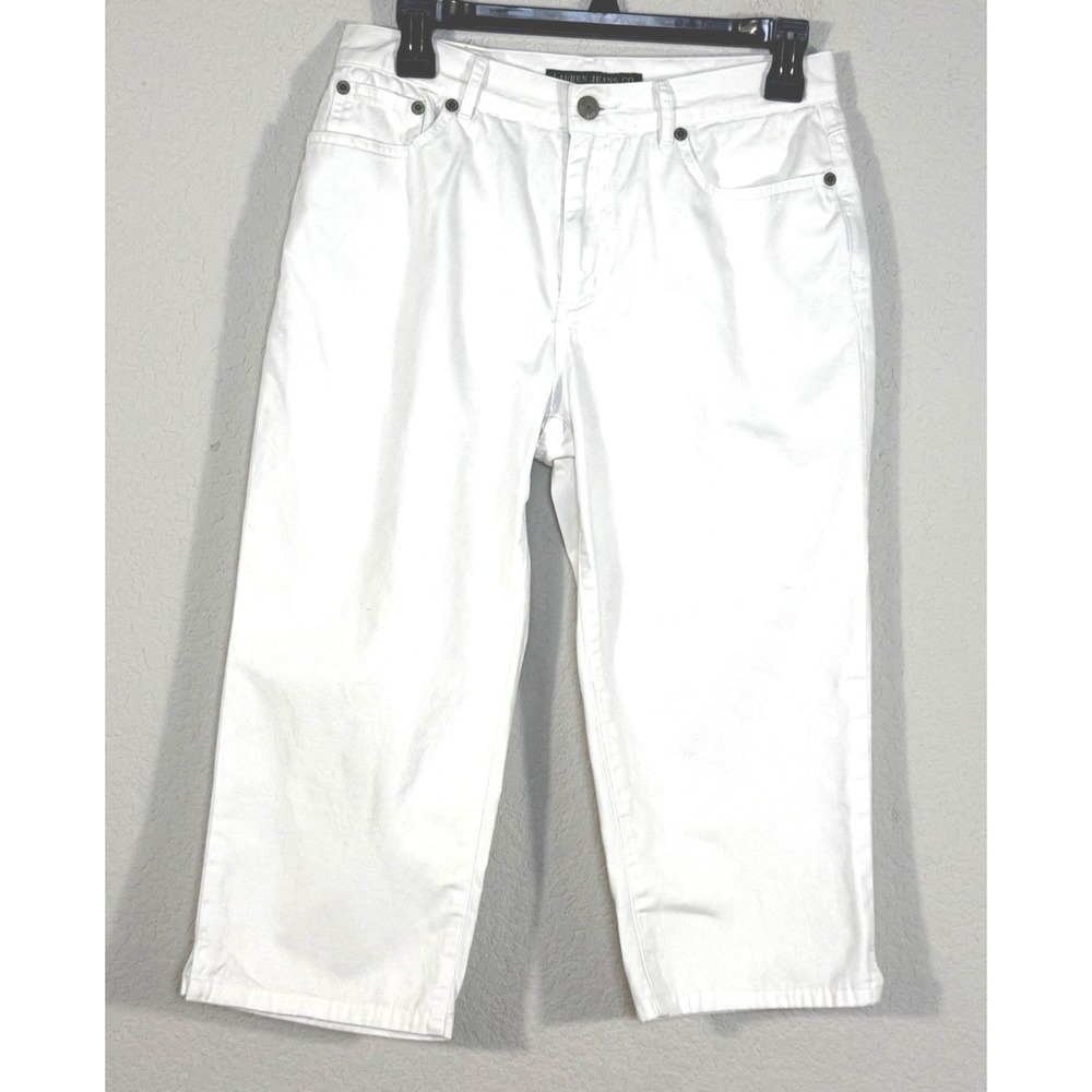 Y2K Lauren Ralph Lauren White Denim Capri Jeans 4 High Rise Cropped coastal pant